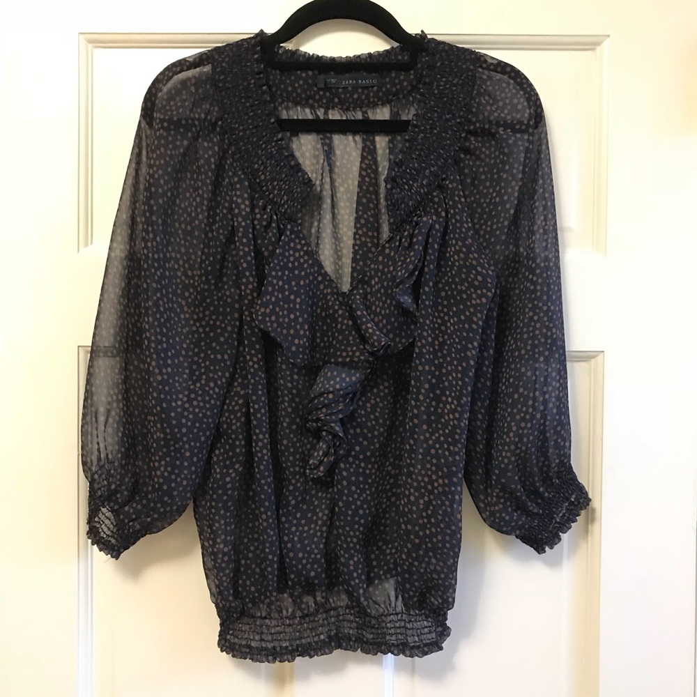 Zara Sheer Polka Dot Blouse